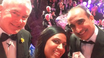 Jaz takes her selfie with the BBC's Huw Edwards.