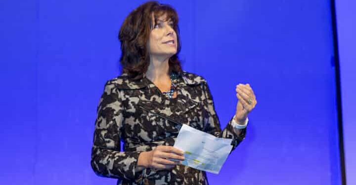 Picture of Energy and Clean Growth Minister Claire Perry on stage.