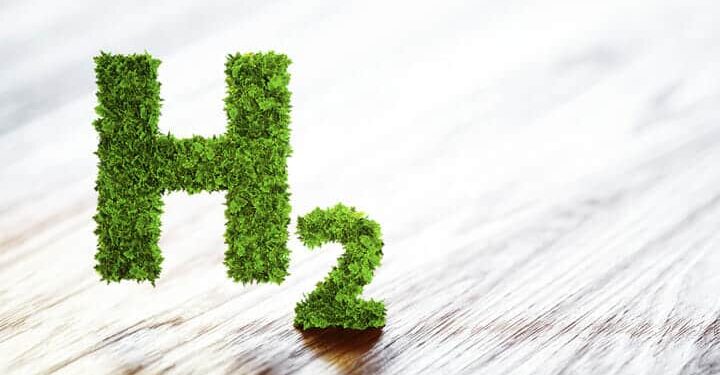 Picture of green 3D H2 symbol