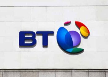 The BT logo on a wall