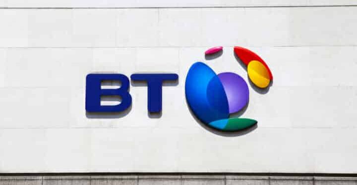The BT logo on a wall