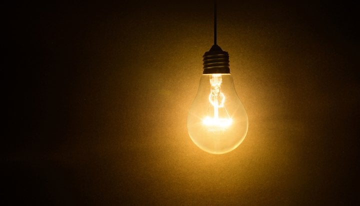 Lightbulb in dark room