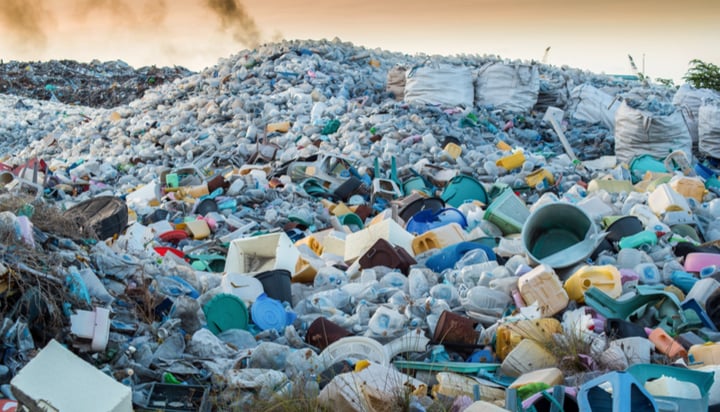 Plastic waste in landfill