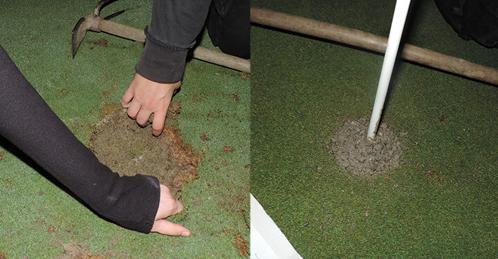 Activists plug golf holes with cement in climate change protest
