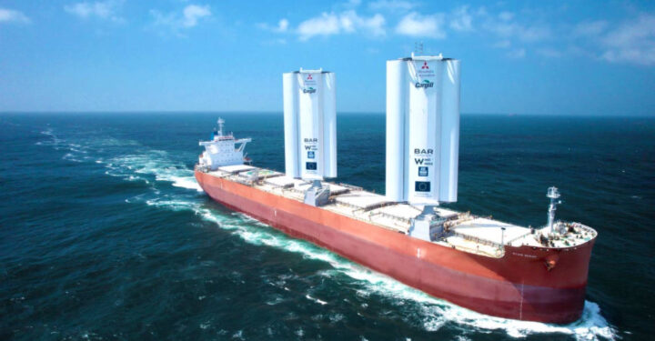 Wind-powered cargo ship sets sail